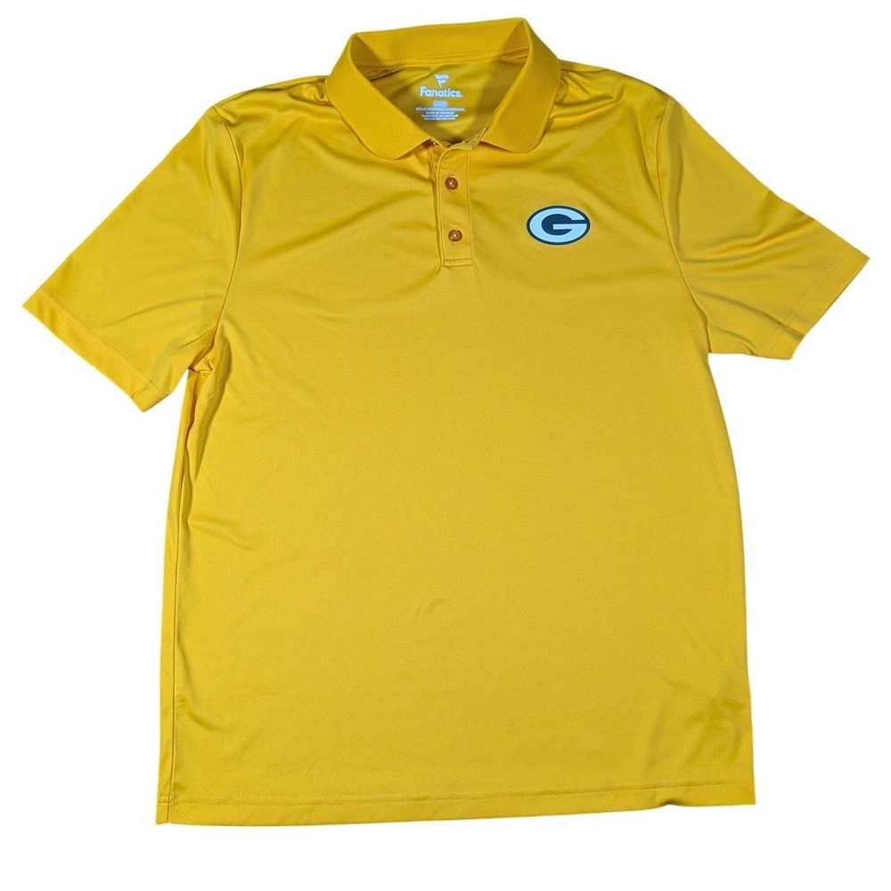 Fanatics Green Bay Packers Men's Large Polo Shirt Yellow Golf Athletic Fan Gear‎